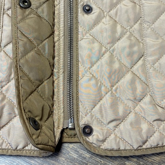 Lands' End Quilted Chore Barn Jacket Women Plus 1X 16W-18W Beige Tan Coat Zip - Picture 12 of 12